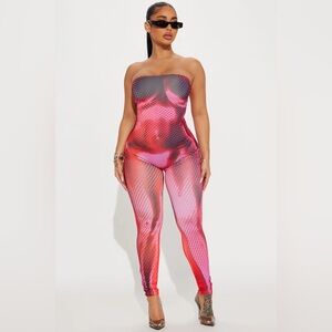 Fashion Nova Red Strapless Jumpsuit